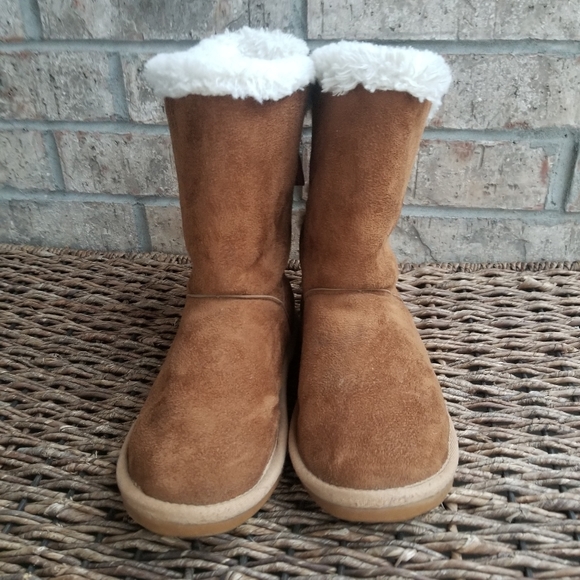 Rampage MEG Brown Winter Boots Faux Fur Lining Faux Suede (Womens 5.5)(BigKid 4) - Picture 5 of 9